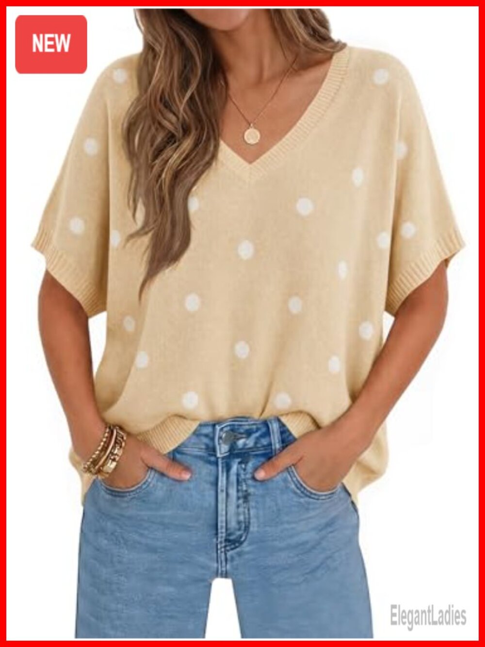 Oversized Batwing Short Sleeve V Neck Lightweight Knit Summer Sweater Pullover